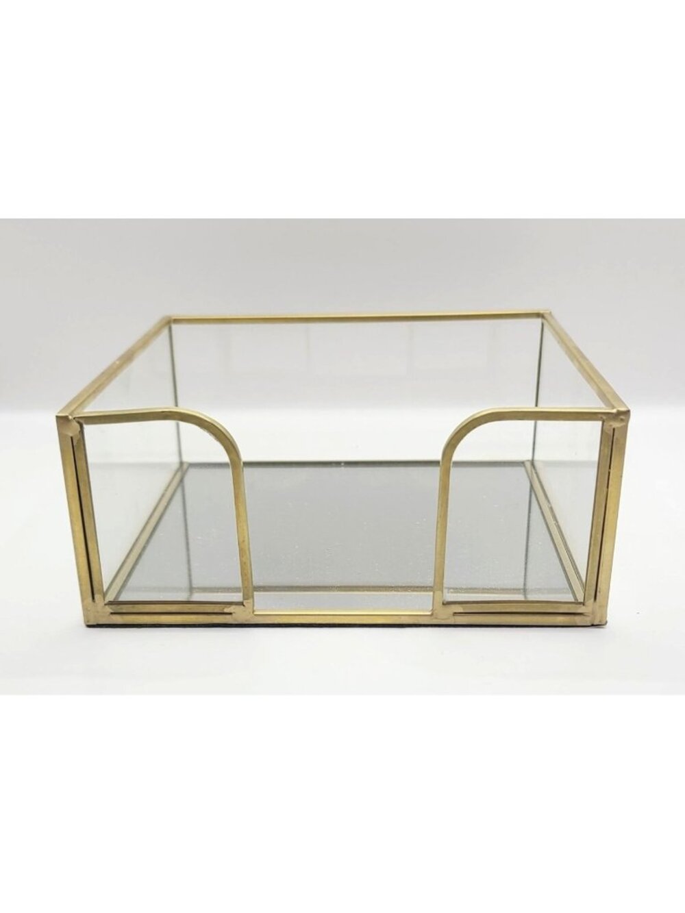 Napkin Holder Square Acetate Mirror Gold Brass Stylish Table Scape Cocktail